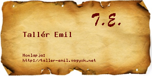 Tallér Emil névjegykártya
